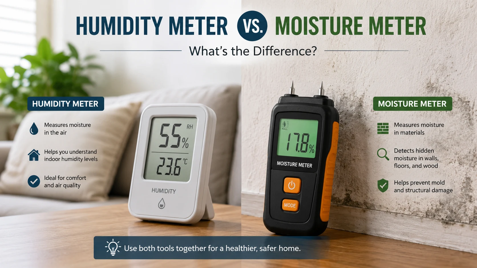 Humidity Meter vs Moisture Meter: What’s the Difference?