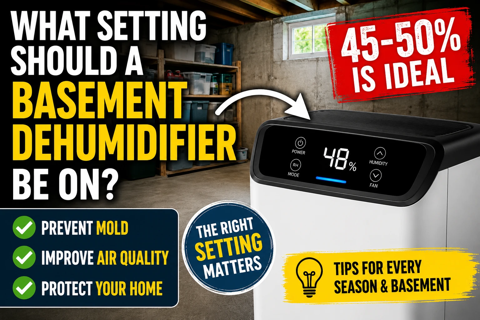 What Setting Should a Basement Dehumidifier Be On?